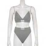 Grey coloured bra and brief set from brand Lace & Play. Comfortable to wear and very stylish and modern design.