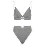 Grey coloured bra and brief set from brand Lace & Play. Comfortable to wear and very stylish and modern design.